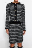 Soft Textured Black Knitwear Cardigan and Skirt Set - Knitted Detail