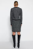 Soft Textured Black Knitwear Cardigan and Skirt Set - Knitted Detail