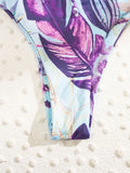 Tropical Print Bikini Set Frill Trim Micro Bra & Hipster Bottom & Beach Skirt 3 Piece Bathing Suit