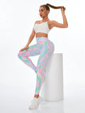 Women's Printed High Waist Stretch Sports Leggings