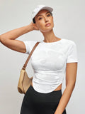 Backless Crop Raglan Sleeve T-Shirt