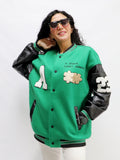 Baseball Jacket With Leather Sleeves