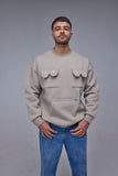 Beige Pocket Oversize Sweatshirt