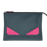 Fendi Grey and Pink Bag Bugs Pouch