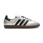 Adidas Samba OG  Sneakers, Metallic Silver, Black, and Gham