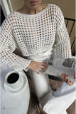 Crop blouse with perforated knit top