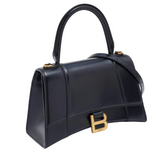 Balenciaga Black Leather Hourglass Box Top Handle Bag