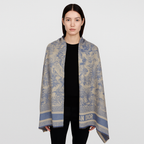 Christian Dior Toile de Jouy Wool Scarf – Blue & Beige