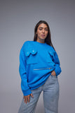 Blue Pocket Oversize Sweatshirt