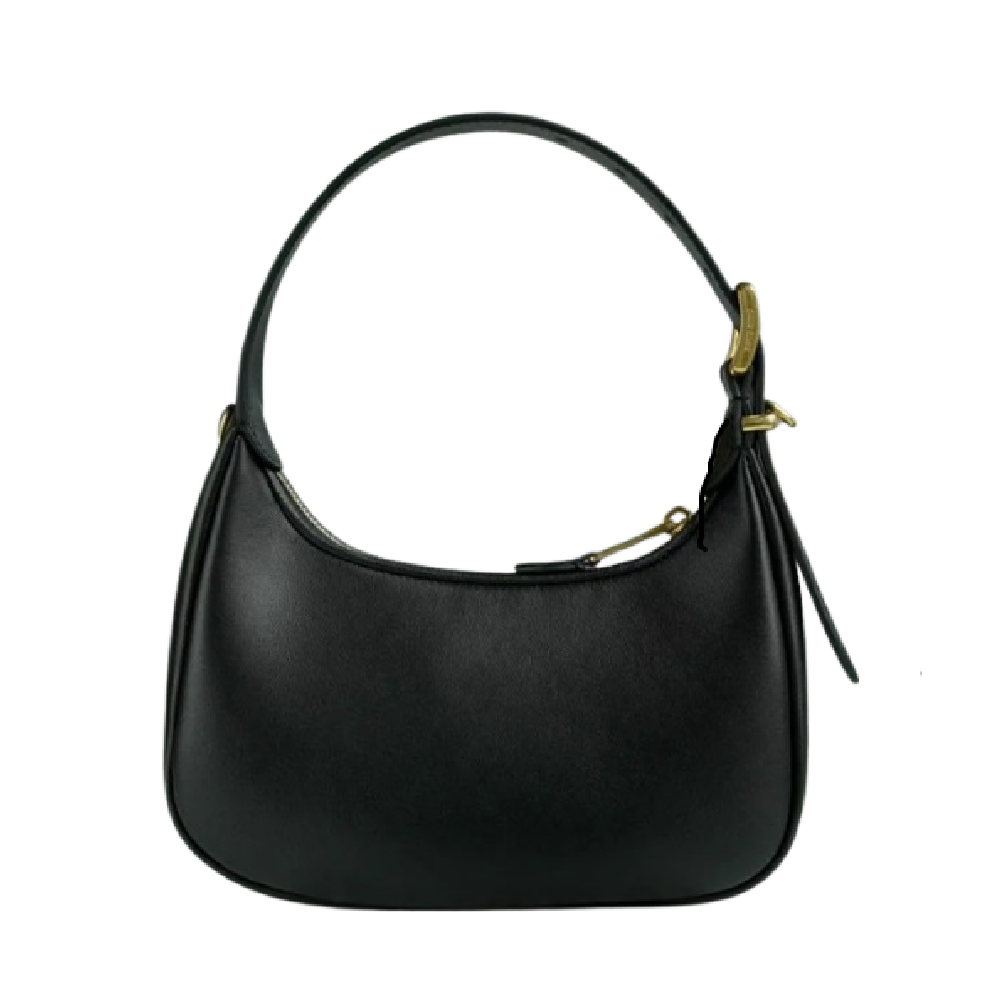 Miu Miu Smooth Curved Shoulder Bag Black