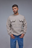 Beige Pocket Oversize Sweatshirt