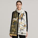Hermès Horses & Carriage Wool Scarf – Green & Beige