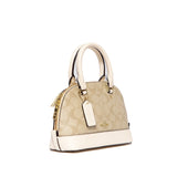 Coach Mini Bennett Satchel In Cross Grain Beige