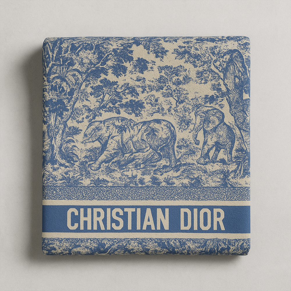 Christian Dior Toile de Jouy Wool Scarf – Blue & Beige