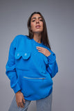 Blue Pocket Oversize Sweatshirt