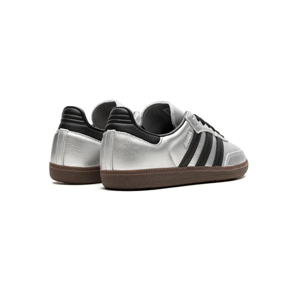 Adidas Samba OG  Sneakers, Metallic Silver, Black, and Gham