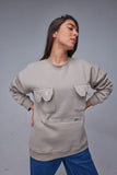 Beige Pocket Oversize Sweatshirt