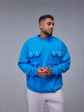 Blue Pocket Oversize Sweatshirt