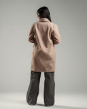 Oversized Knitted Sweater Beige Coat Casual Lapel Warm Overcoat With Pockets