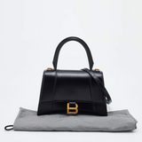 Balenciaga Black Leather Hourglass Box Top Handle Bag