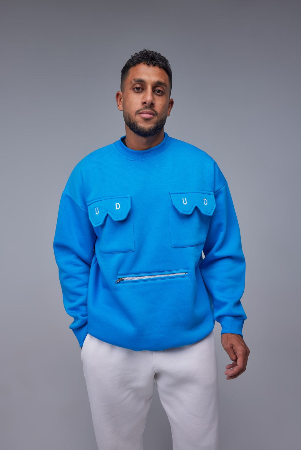 Blue Pocket Oversize Sweatshirt - All About Eg