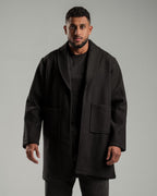 Oversized Knitted Sweater Black Coat Casual Lapel Warm Overcoat With Pockets - All About Eg