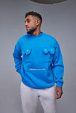 Blue Pocket Oversize Sweatshirt