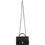 Chanel Mini Flap Bag With Gold Top Handle - Black
