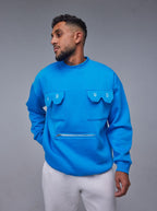 Blue Pocket Oversize Sweatshirt - All About Eg