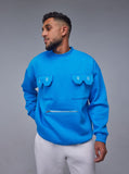 Blue Pocket Oversize Sweatshirt