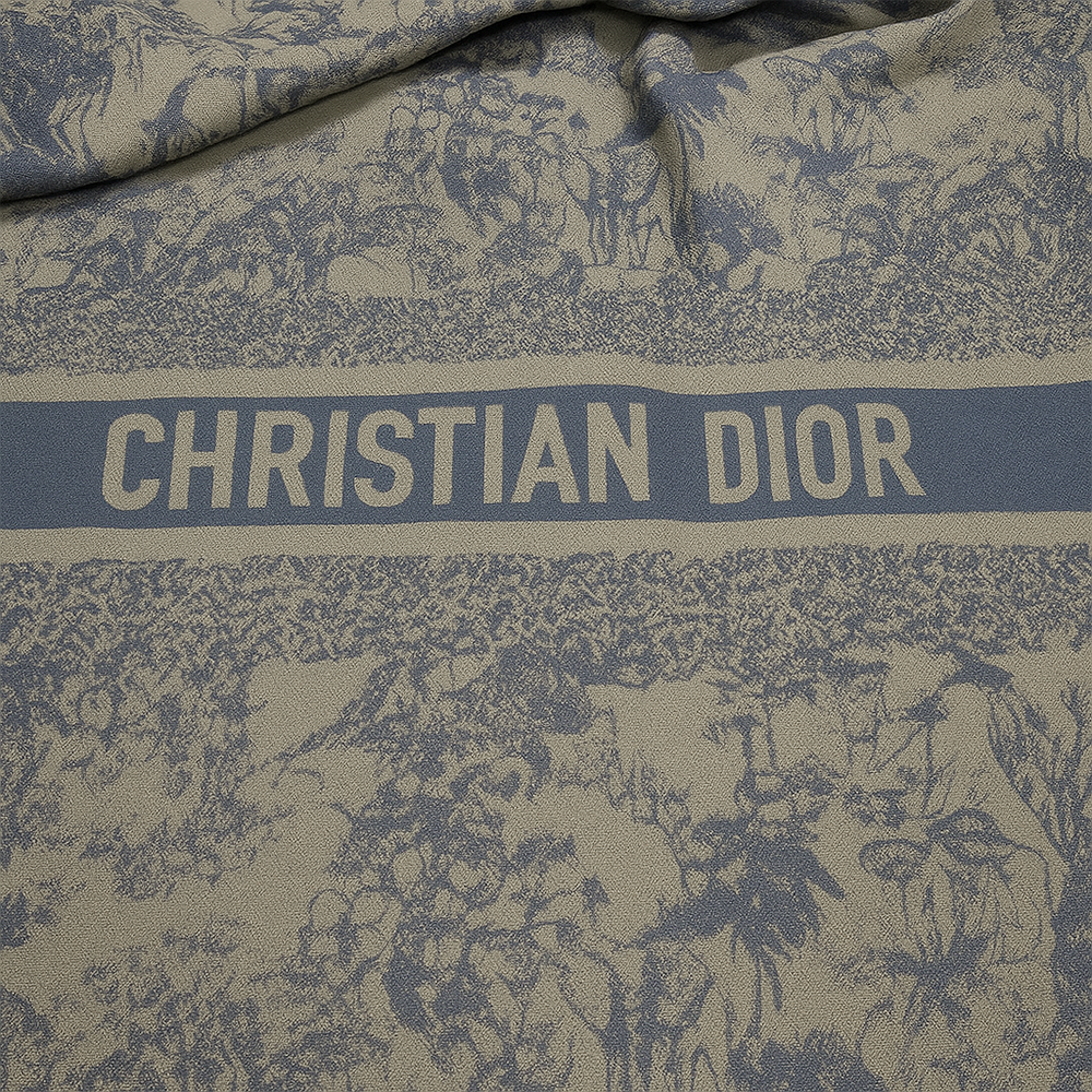 Christian Dior Toile de Jouy Wool Scarf – Blue & Beige
