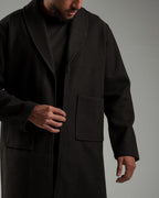 Oversized Knitted Sweater Black Coat Casual Lapel Warm Overcoat With Pockets - All About Eg