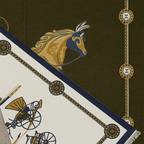 Hermès Horses & Carriage Wool Scarf – Green & Beige