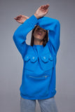 Blue Pocket Oversize Sweatshirt