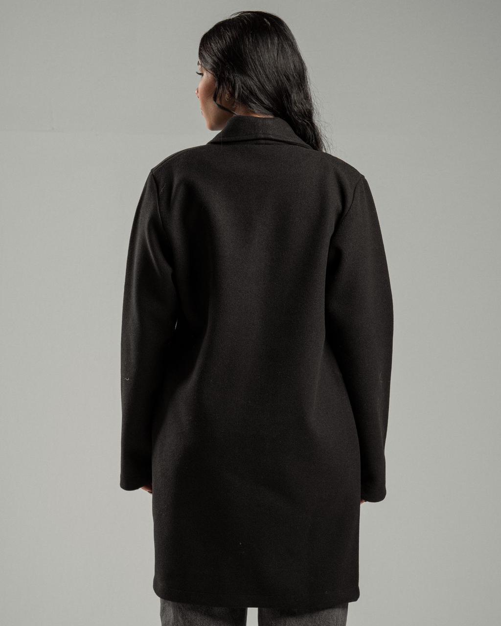 Oversized Knitted Sweater Black Coat Casual Lapel Warm Overcoat With Pockets - All About Eg