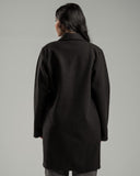 Oversized Knitted Sweater Black Coat Casual Lapel Warm Overcoat With Pockets