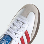 All About Adidas Samba OG White Scarlet red stripes