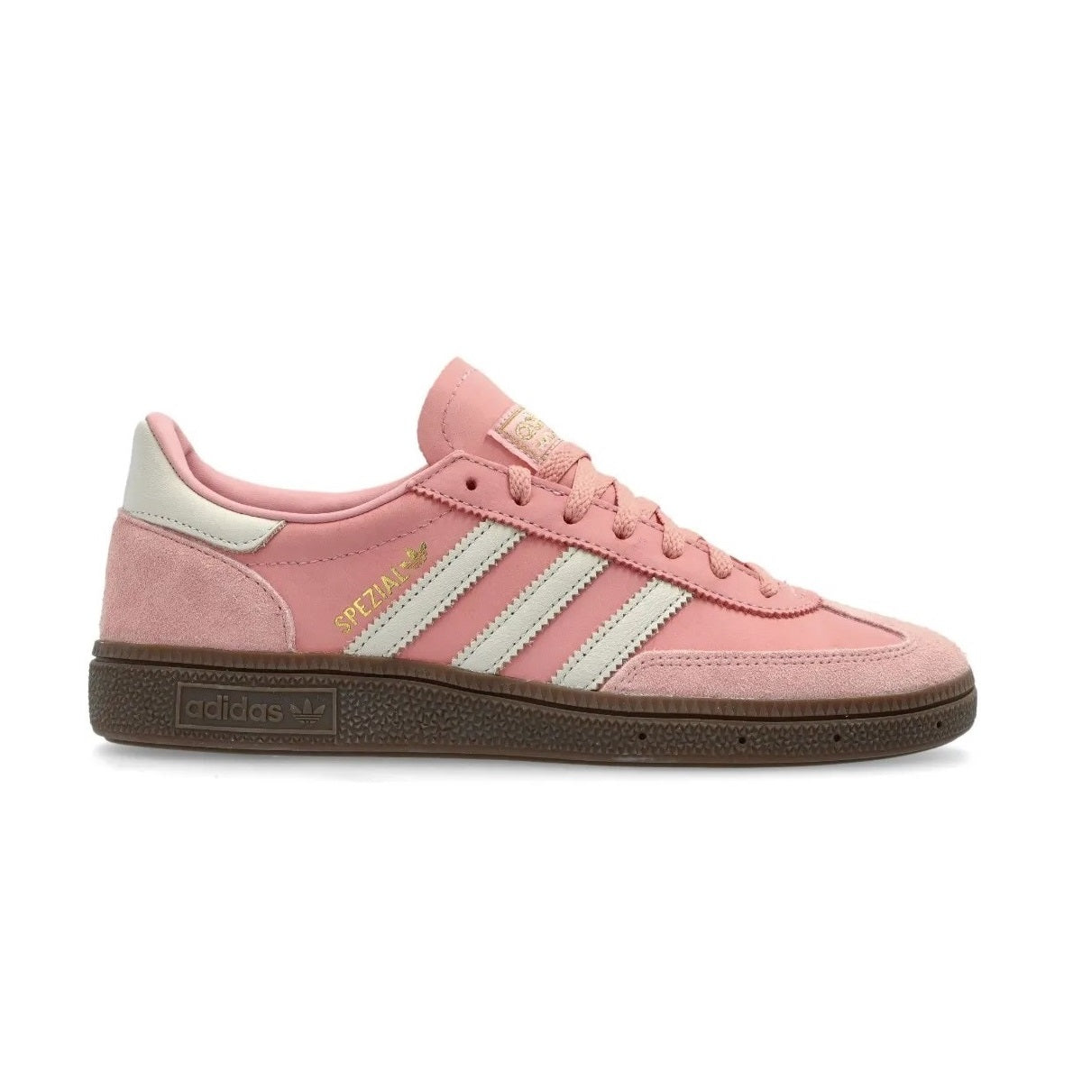 All About Pink Adidas sneaker with three white stripes