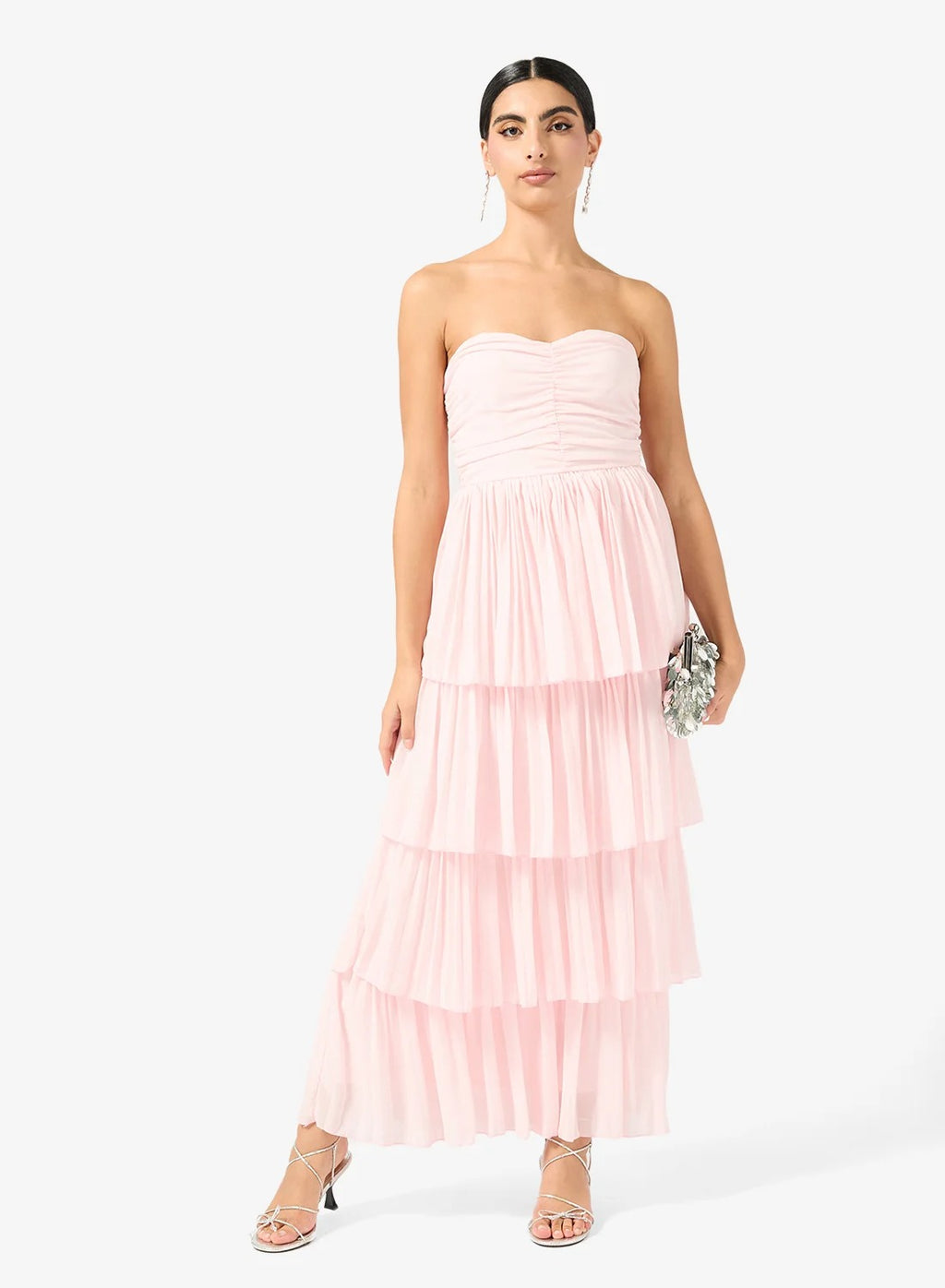 Bandeau Pleated Dress With Layers