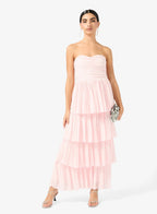 Bandeau Pleated Dress With Layers