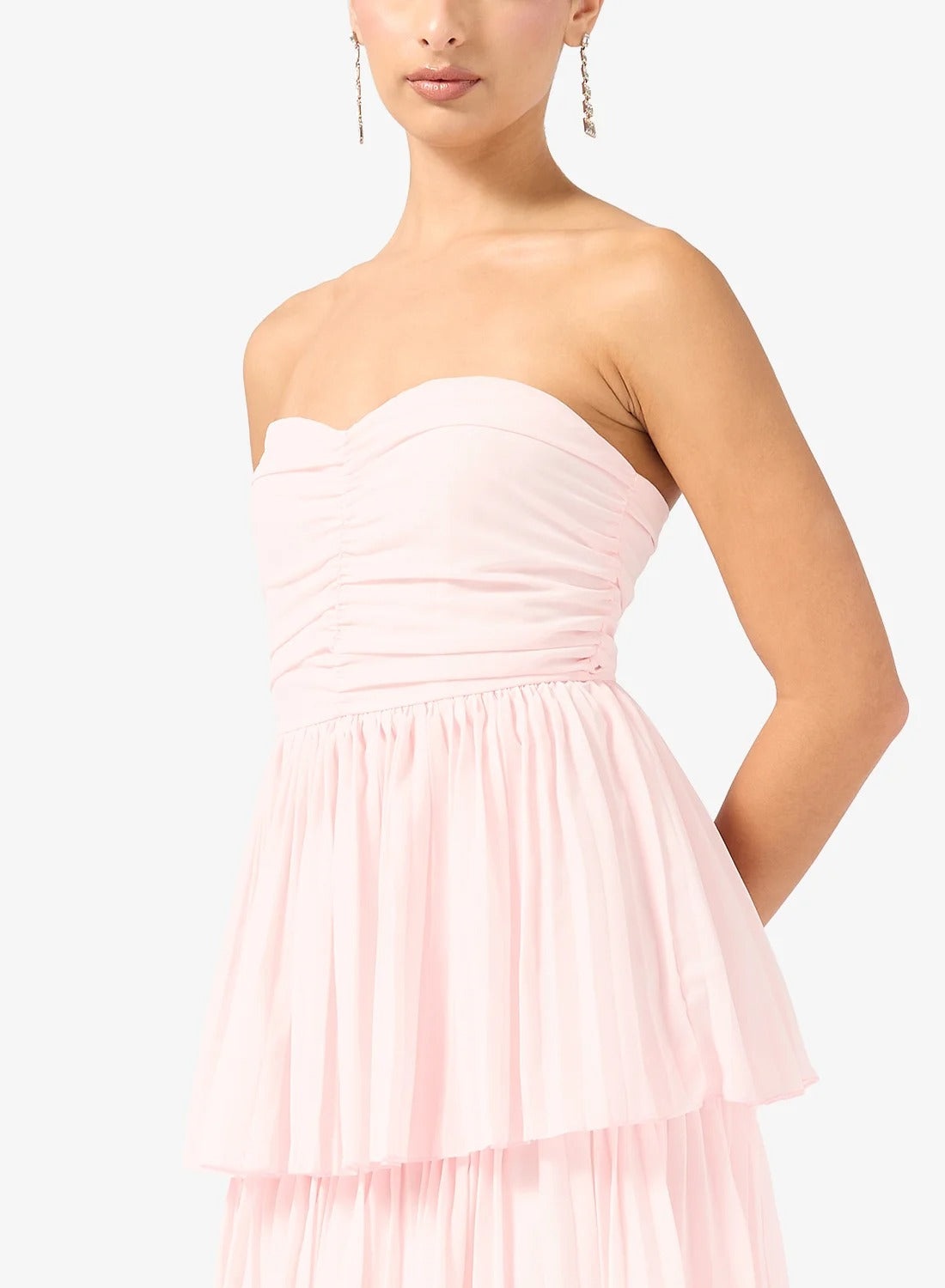 Bandeau Pleated Dress With Layers