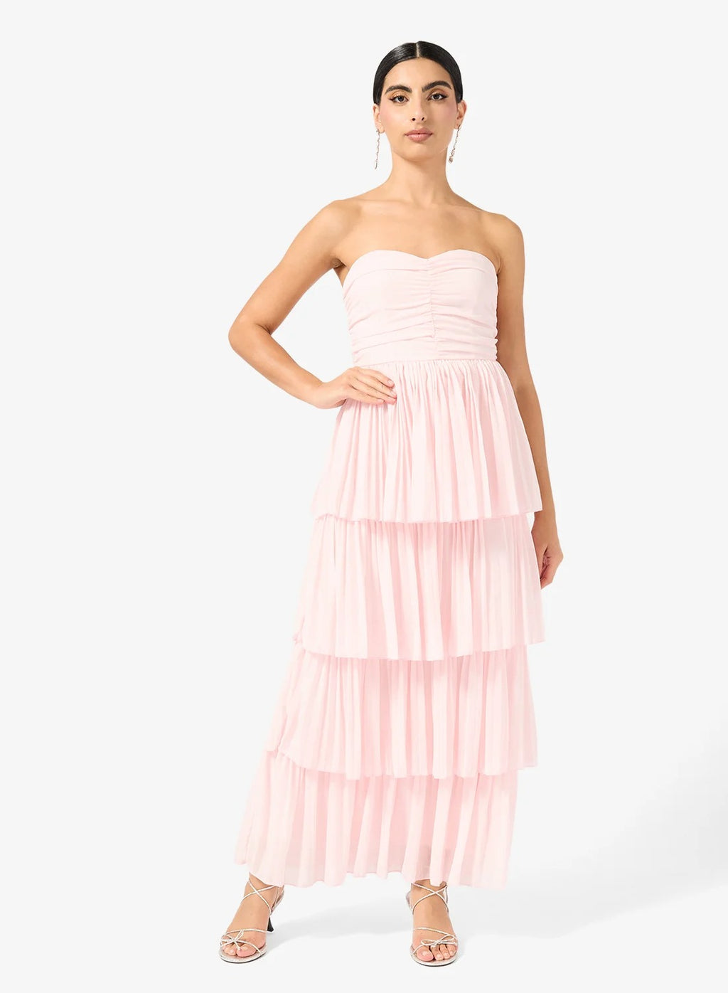 Bandeau Pleated Dress With Layers