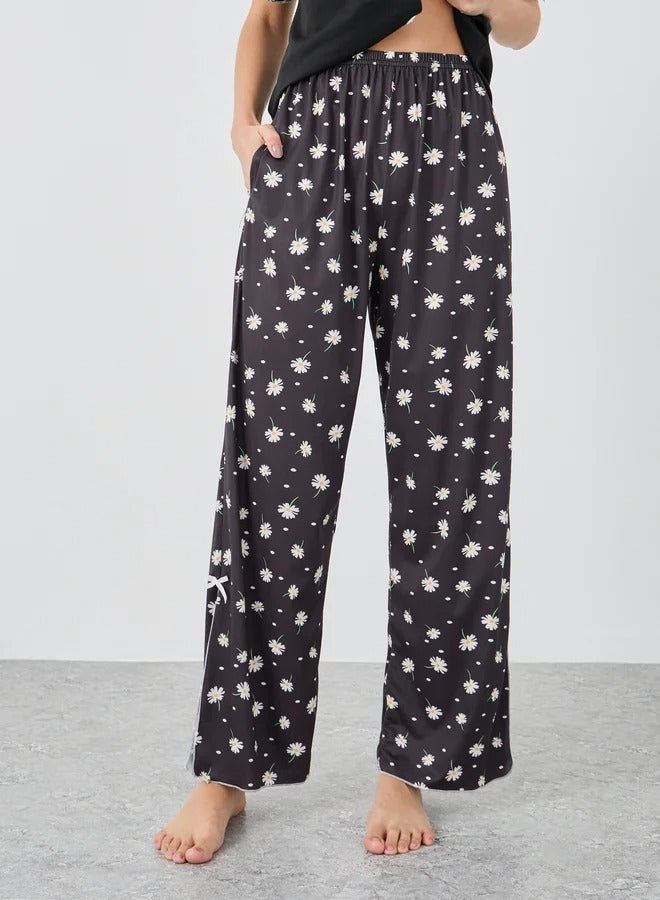 Button Front Short Sleeve Top and Pyjama Set