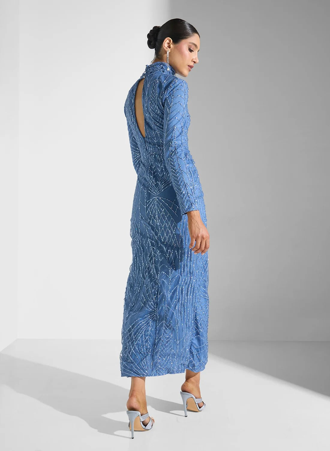 High Neck Bodycon Shimmer Dress
