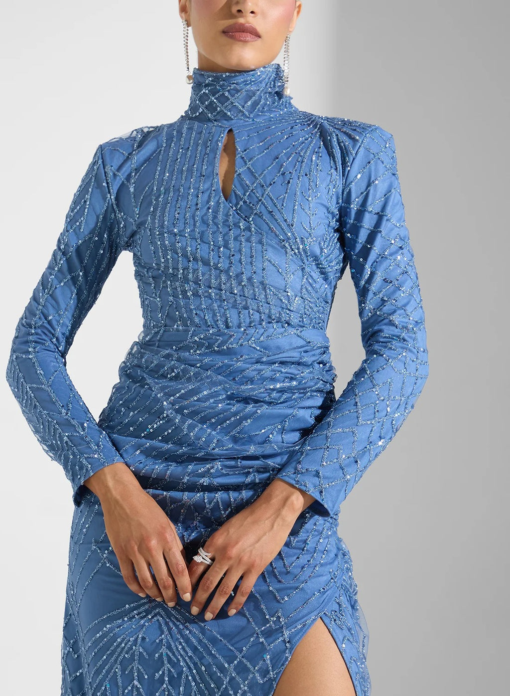 High Neck Bodycon Shimmer Dress