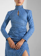 High Neck Bodycon Shimmer Dress