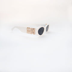 Sunglasses WHITE FRAME BLACK LENS - All About Eg