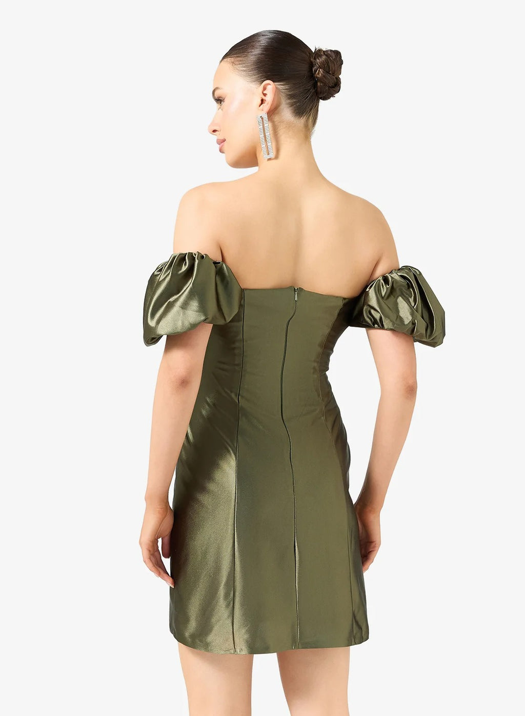 Off-Shoulder Puff Sleeve Bodycon Mini Dress