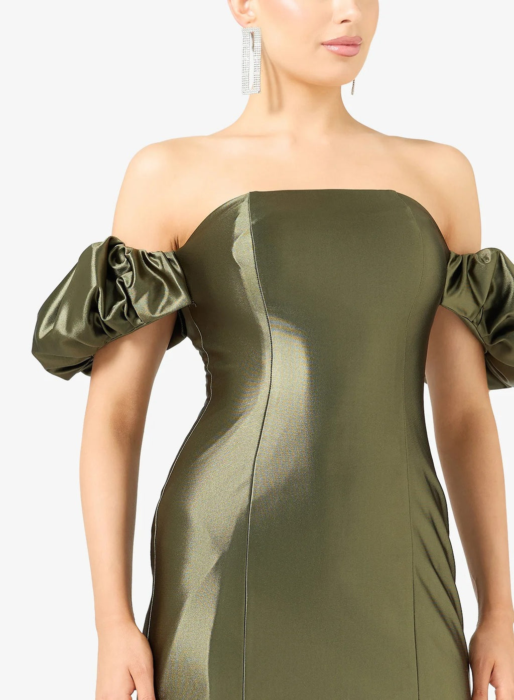 Off-Shoulder Puff Sleeve Bodycon Mini Dress