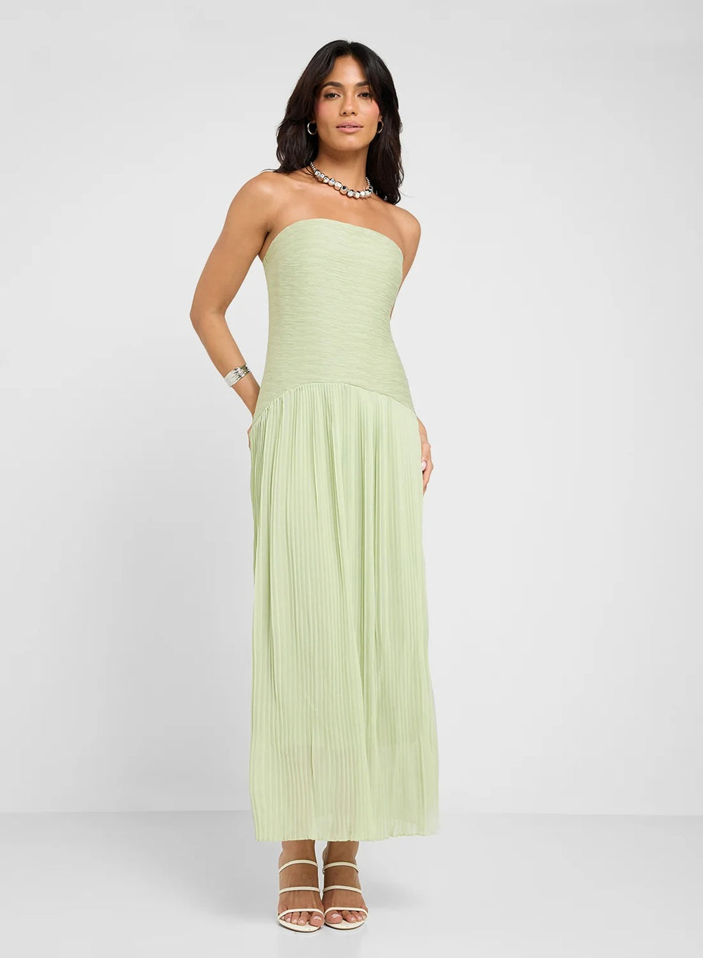 Pleated Strapless Dress